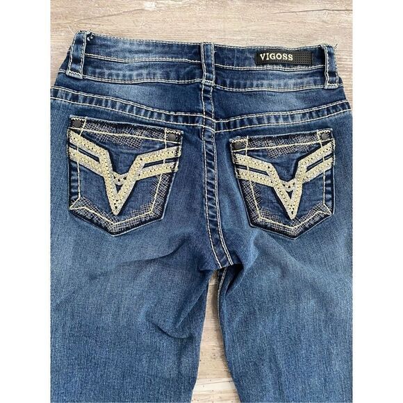 Vigoss Capri Heritage Fit Jeans Cropped Bling Women Size 4 - Picture 6 of 8